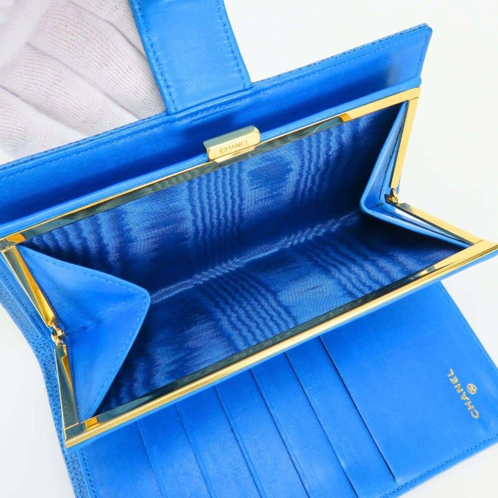 CHANEL Blue Caviar Leather Logo Wallet - Picture 13 of 16